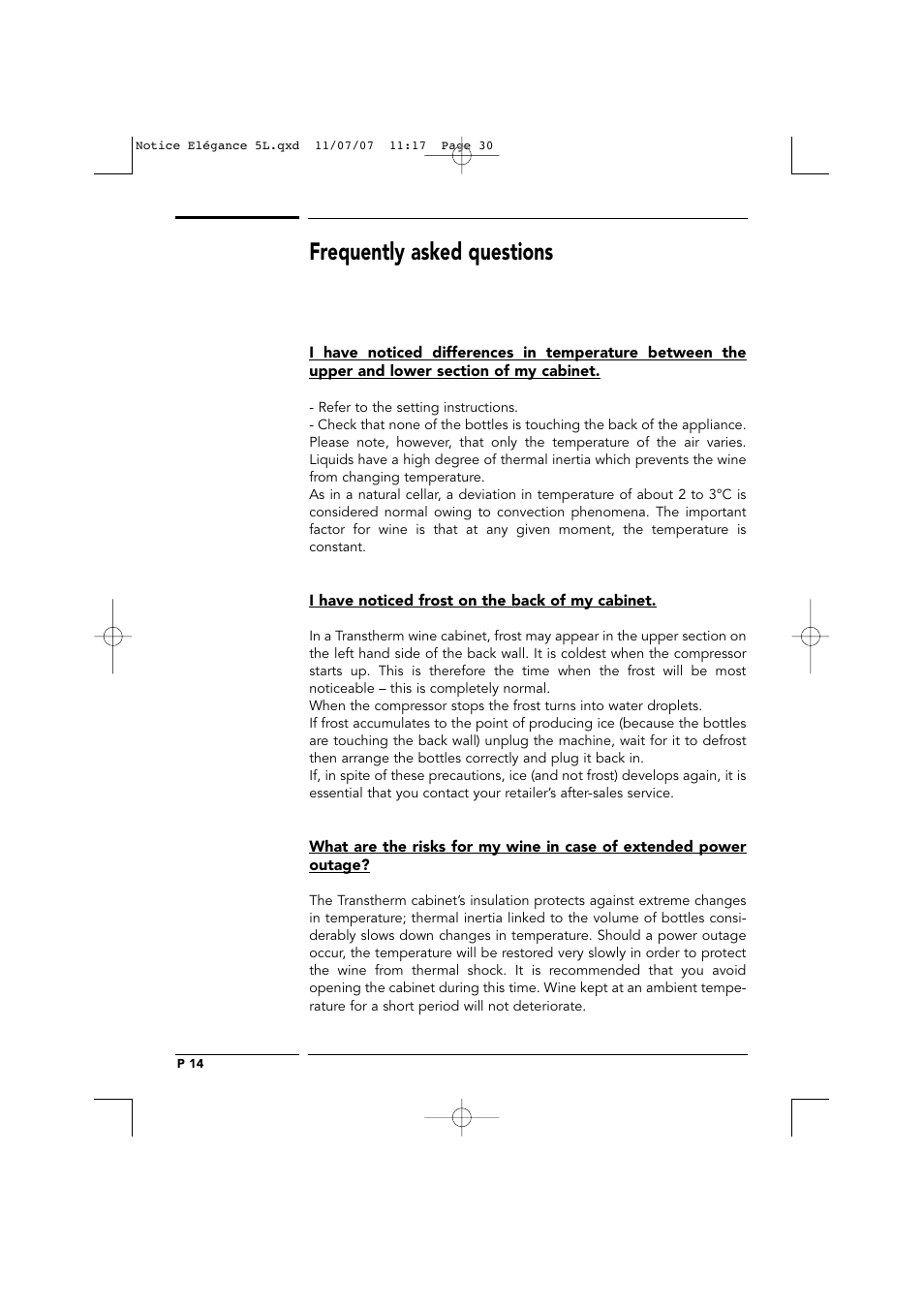Frequently asked questions | Transtherm Elegance Studio Fitted Cabinet User Manual | Page 30 / 100