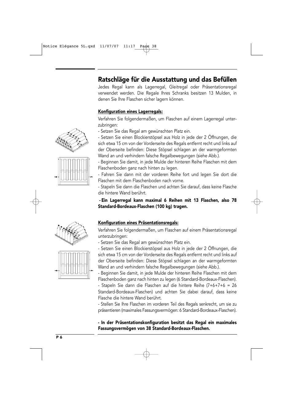 Ratschläge für die ausstattung und das befüllen | Transtherm Elegance Studio Fitted Cabinet User Manual | Page 38 / 100