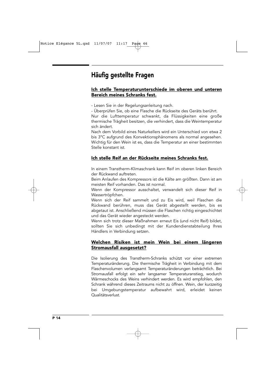 Häufig gestellte fragen | Transtherm Elegance Studio Fitted Cabinet User Manual | Page 46 / 100