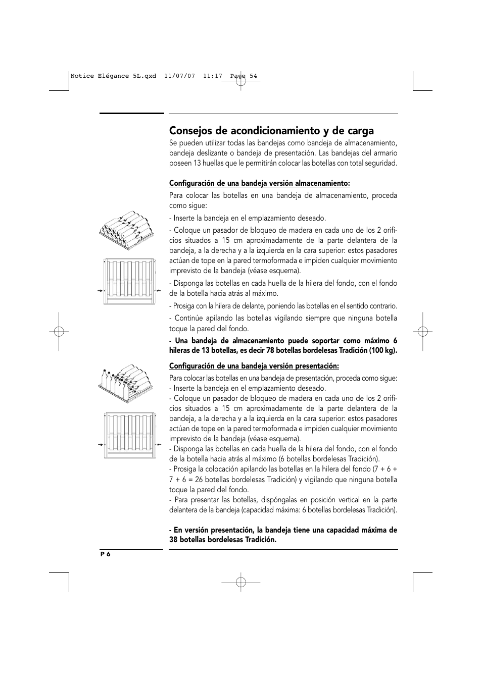 Consejos de acondicionamiento y de carga | Transtherm Elegance Studio Fitted Cabinet User Manual | Page 54 / 100