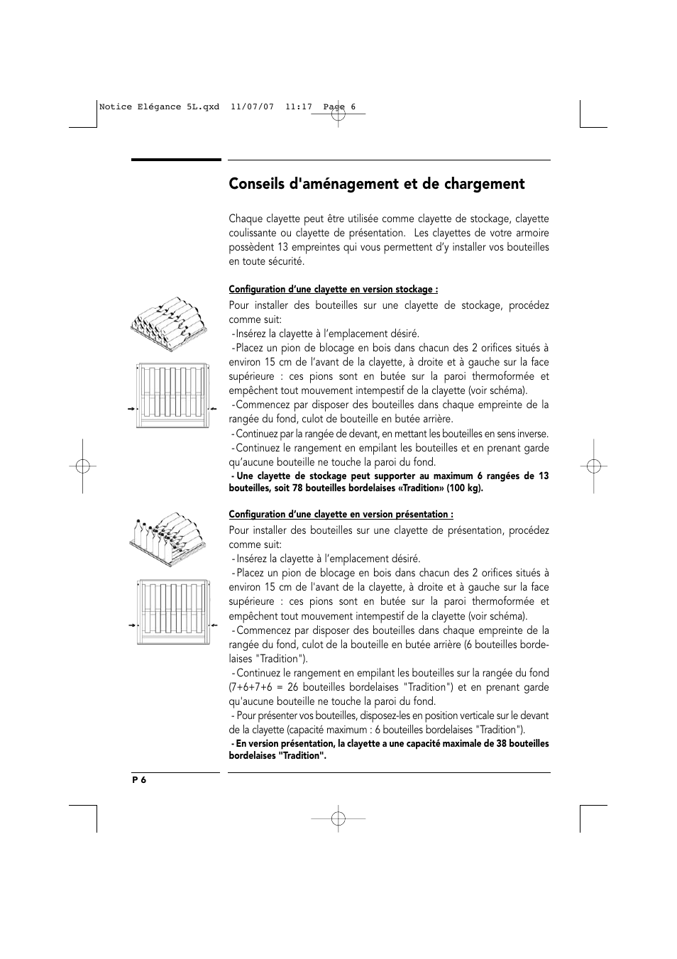 Conseils d'aménagement et de chargement | Transtherm Elegance Studio Fitted Cabinet User Manual | Page 6 / 100