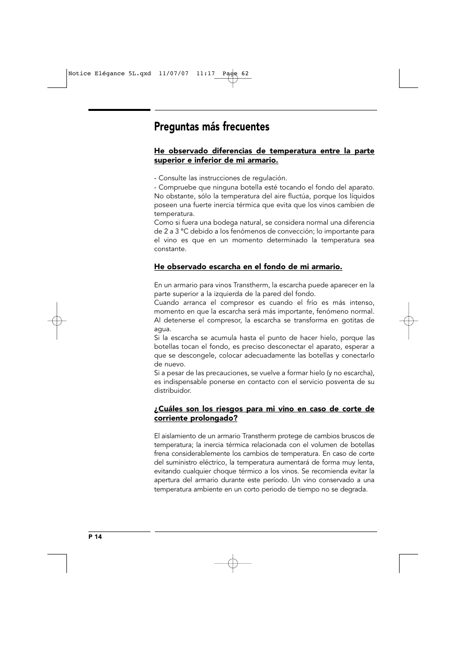 Preguntas más frecuentes | Transtherm Elegance Studio Fitted Cabinet User Manual | Page 62 / 100