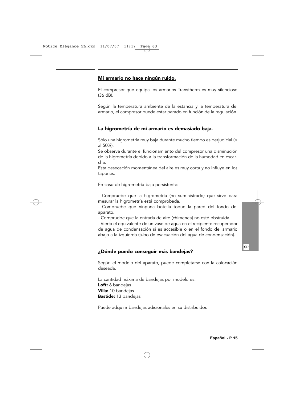 Transtherm Elegance Studio Fitted Cabinet User Manual | Page 63 / 100