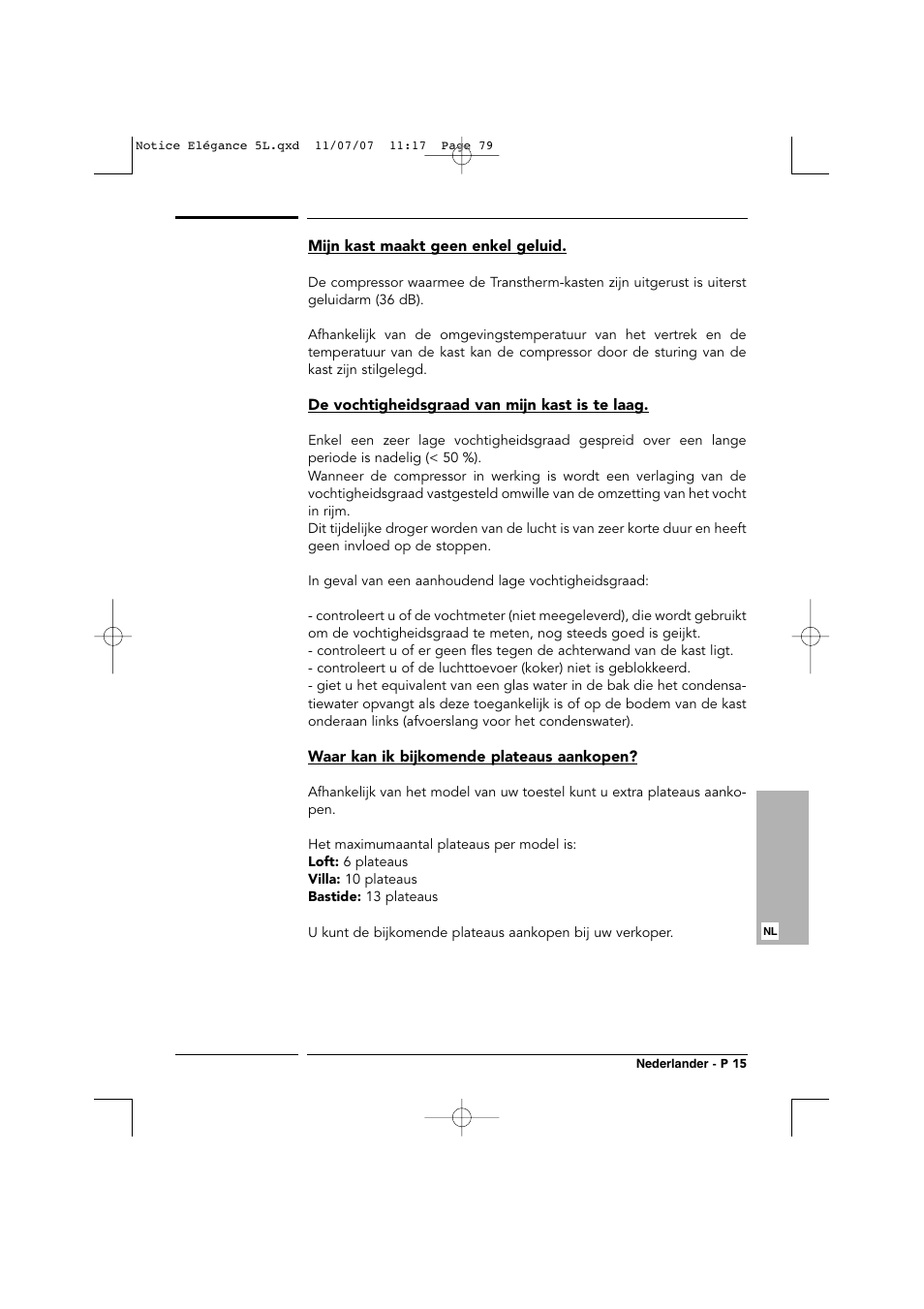 Transtherm Elegance Studio Fitted Cabinet User Manual | Page 79 / 100