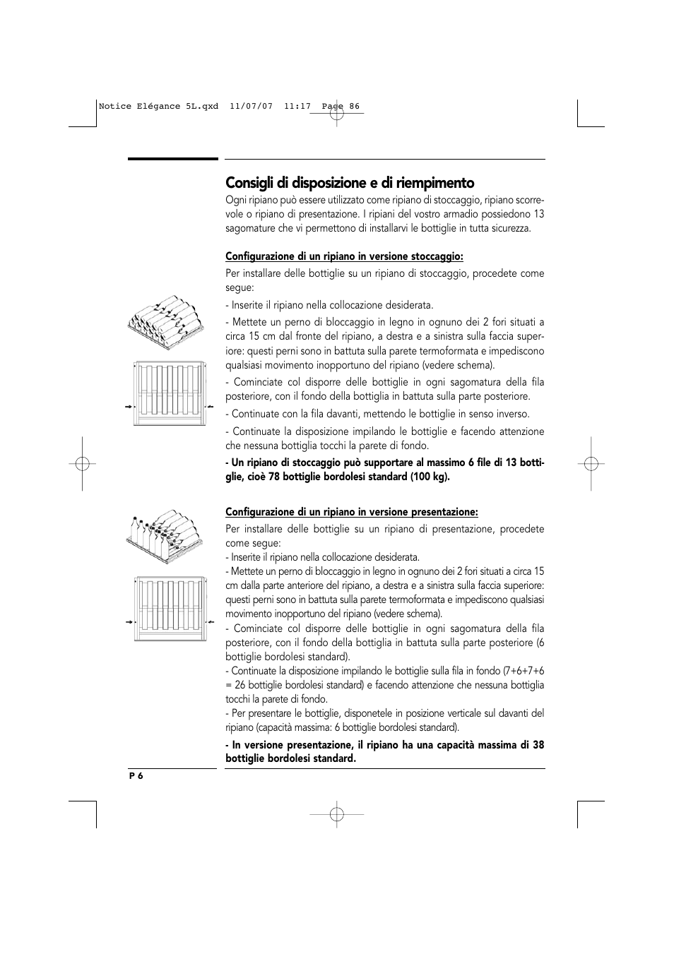 Consigli di disposizione e di riempimento | Transtherm Elegance Studio Fitted Cabinet User Manual | Page 86 / 100
