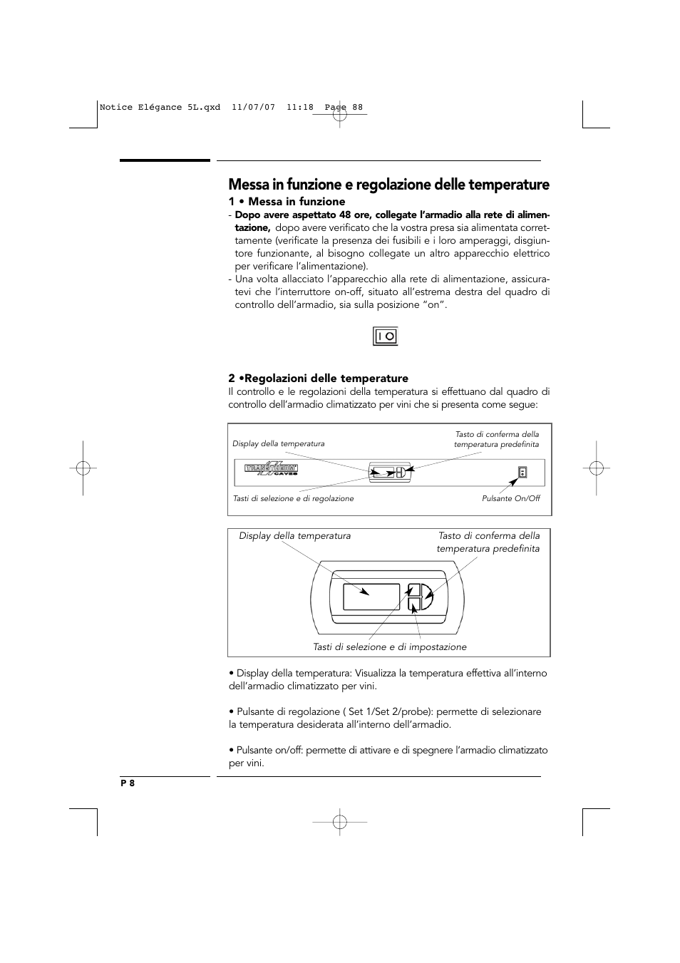 Messa in funzione e regolazione delle temperature | Transtherm Elegance Studio Fitted Cabinet User Manual | Page 88 / 100