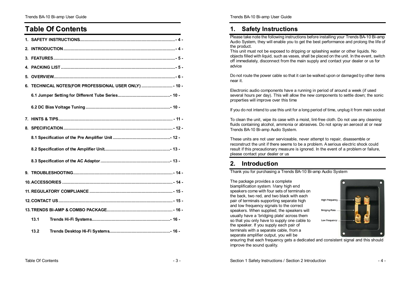 TrendsAudio BA-10 Bi-amp Audio System User Manual | Page 2 / 8