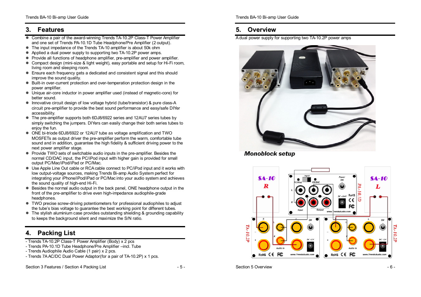 TrendsAudio BA-10 Bi-amp Audio System User Manual | Page 3 / 8