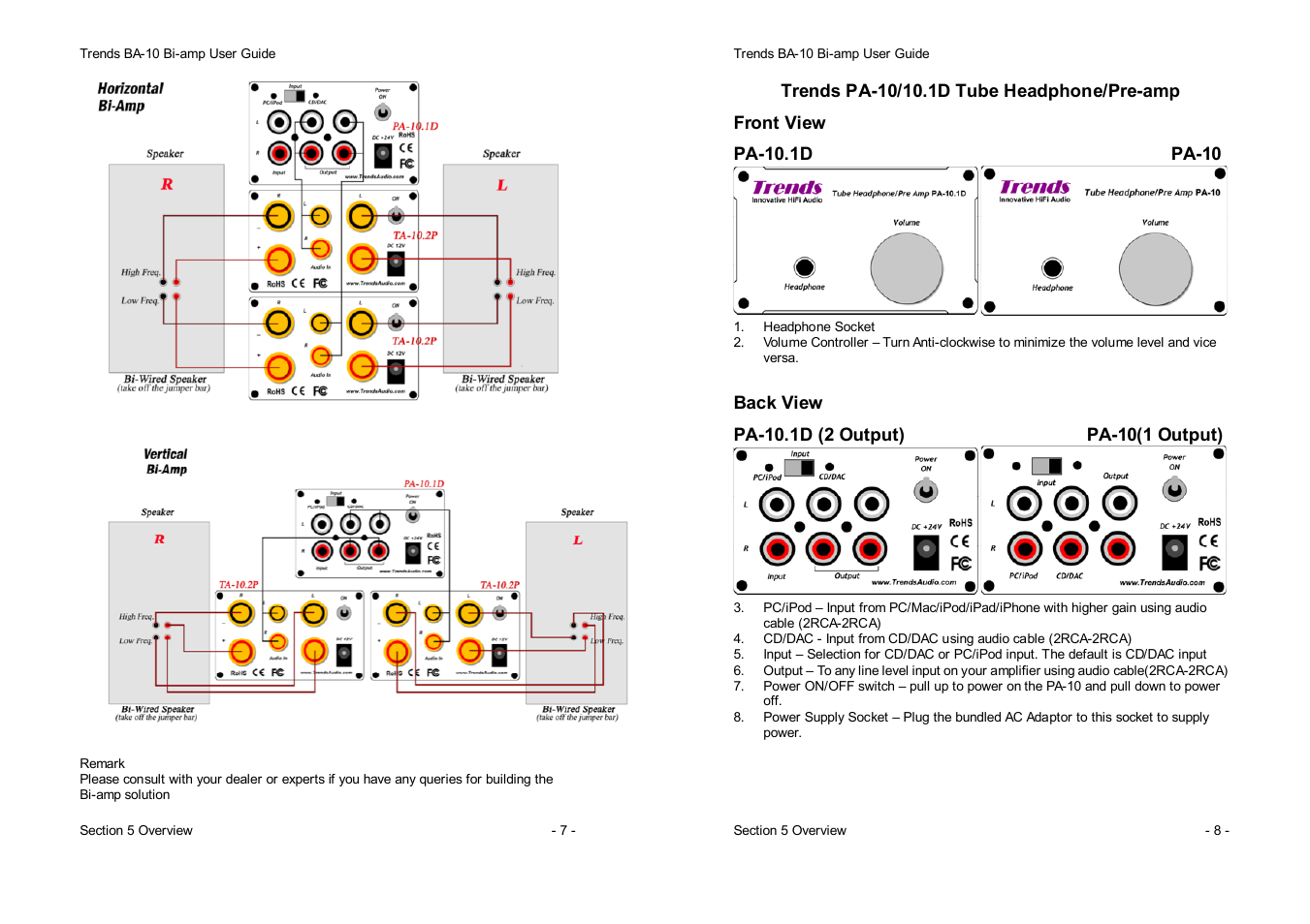TrendsAudio BA-10 Bi-amp Audio System User Manual | Page 4 / 8
