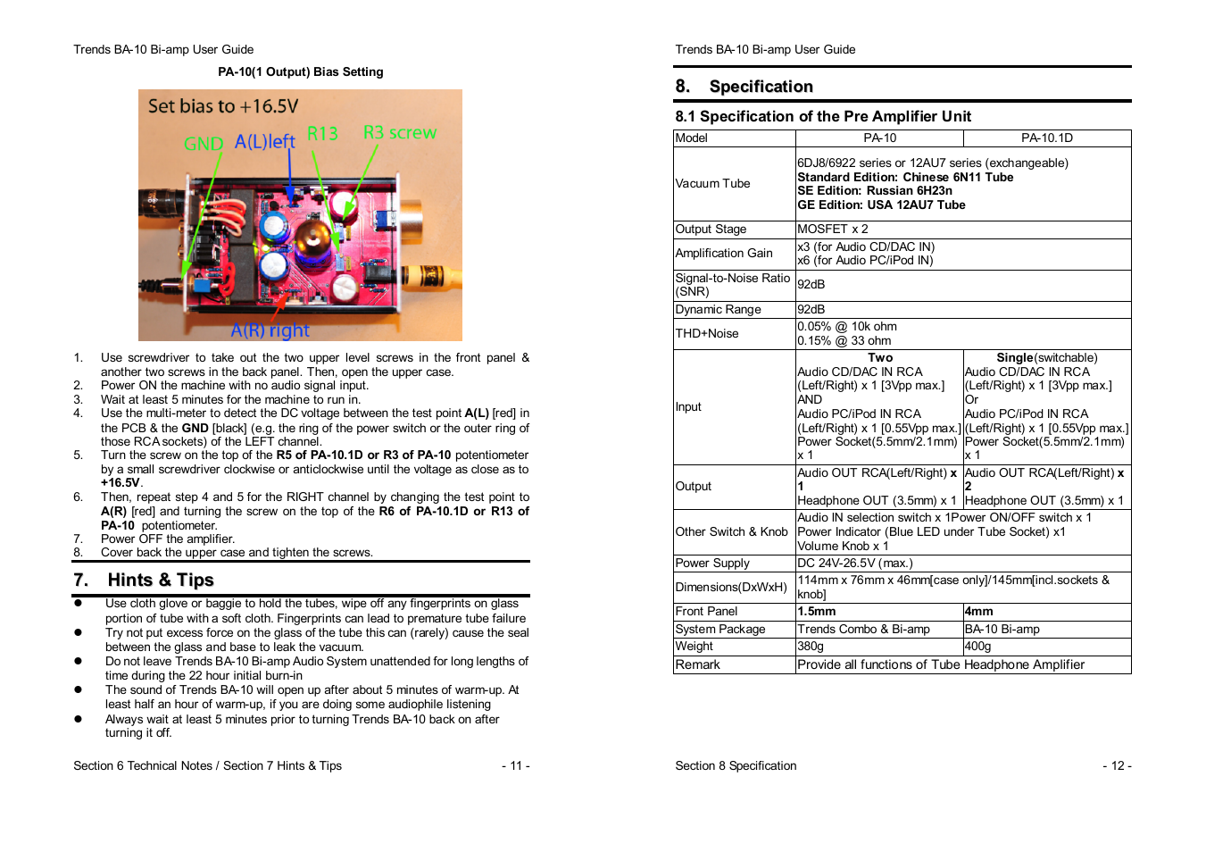 TrendsAudio BA-10 Bi-amp Audio System User Manual | Page 6 / 8