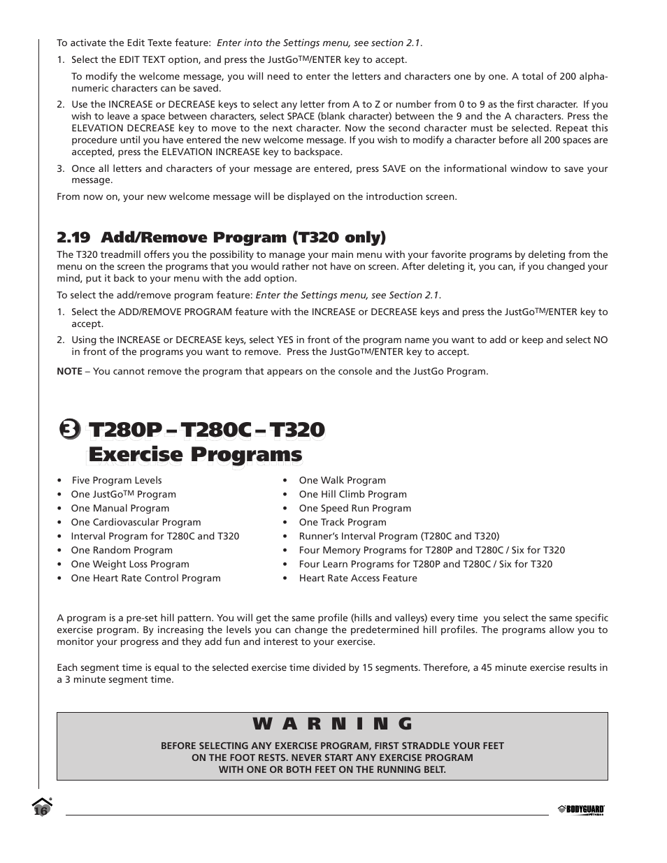Bodyguard T280C User Manual | Page 16 / 36