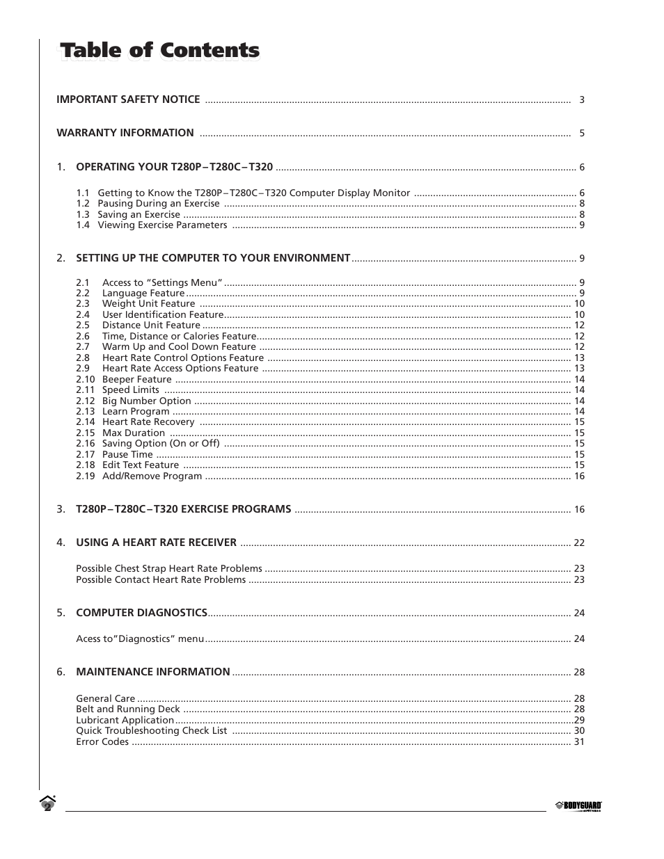 Bodyguard T280C User Manual | Page 2 / 36