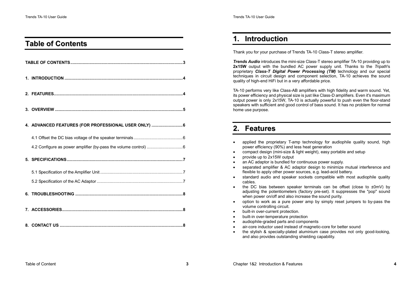 TrendsAudio TA-10 Class-T Stereo Amp User Manual | Page 2 / 4