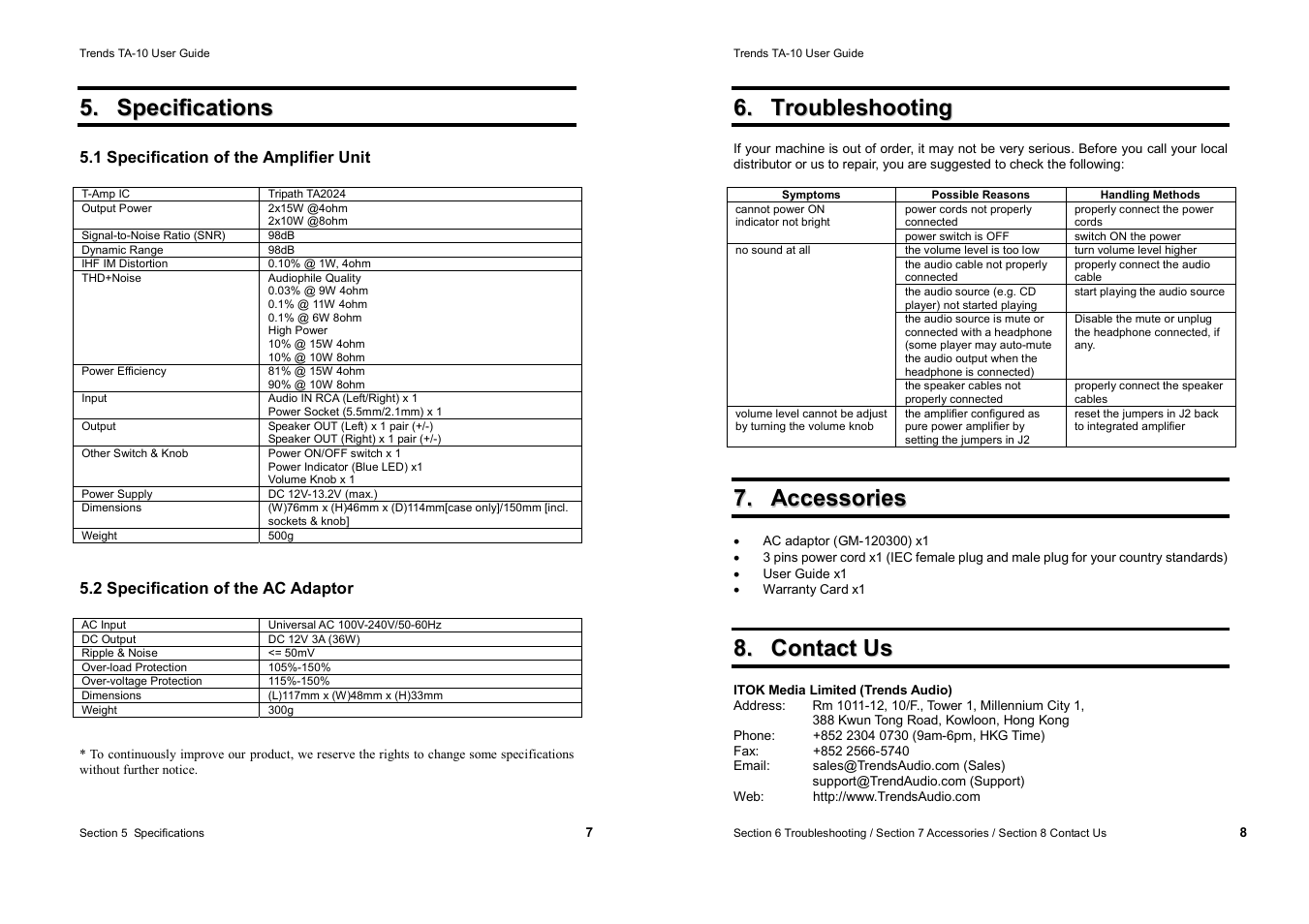 TrendsAudio TA-10 Class-T Stereo Amp User Manual | Page 4 / 4