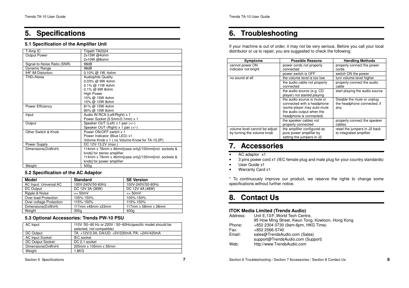 TrendsAudio TA-10.2 Class-T Stereo Amp/Power Amp User Manual | Page 4 / 4