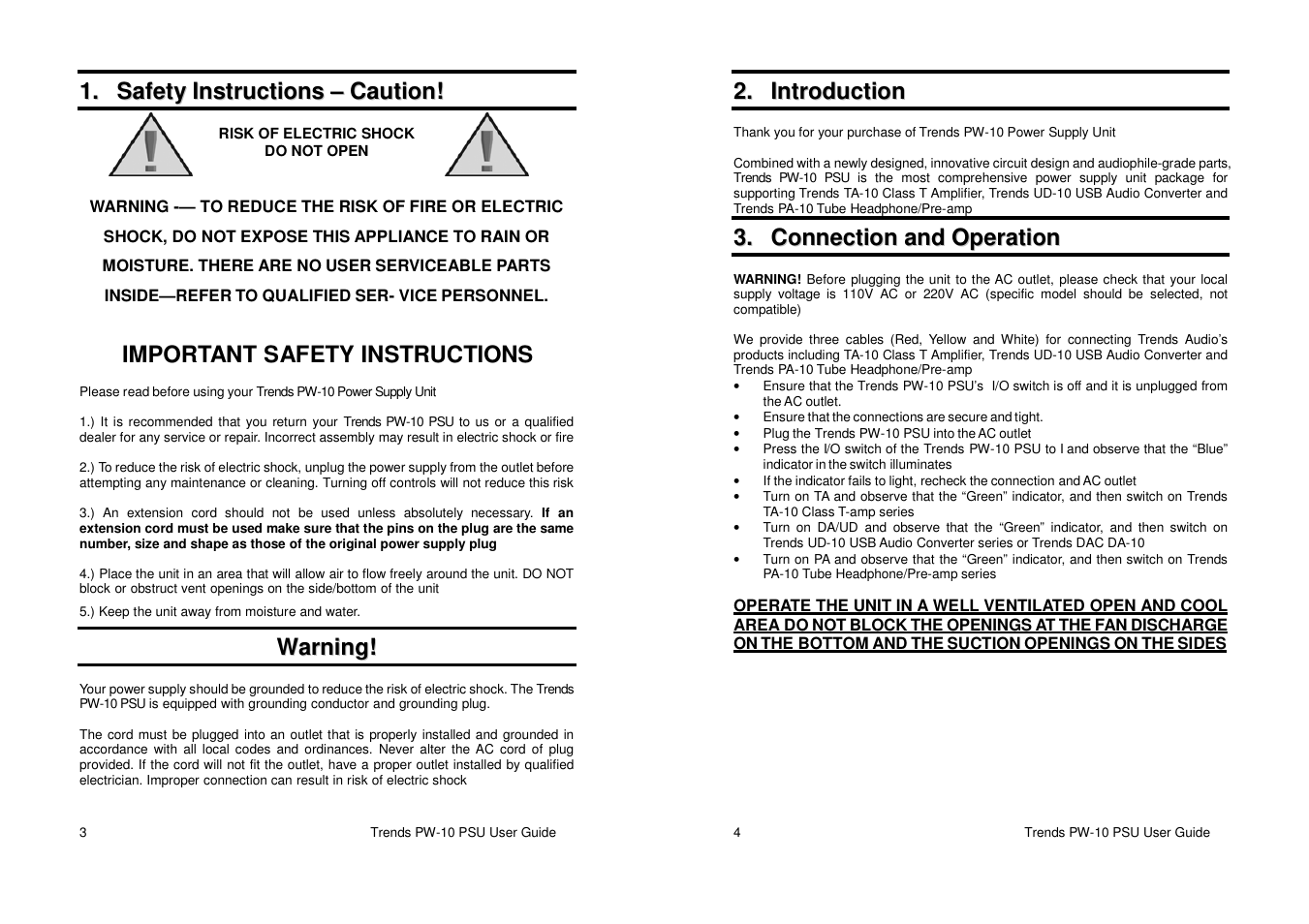 TrendsAudio PW-10 PSU User Manual | Page 2 / 4