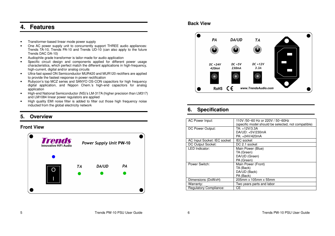 TrendsAudio PW-10 PSU User Manual | Page 3 / 4