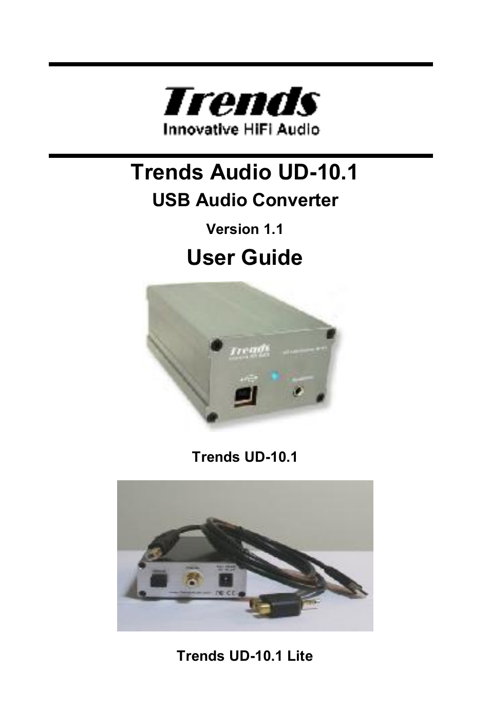 TrendsAudio UD-10.1 USB Audio Converter User Manual | 10 pages