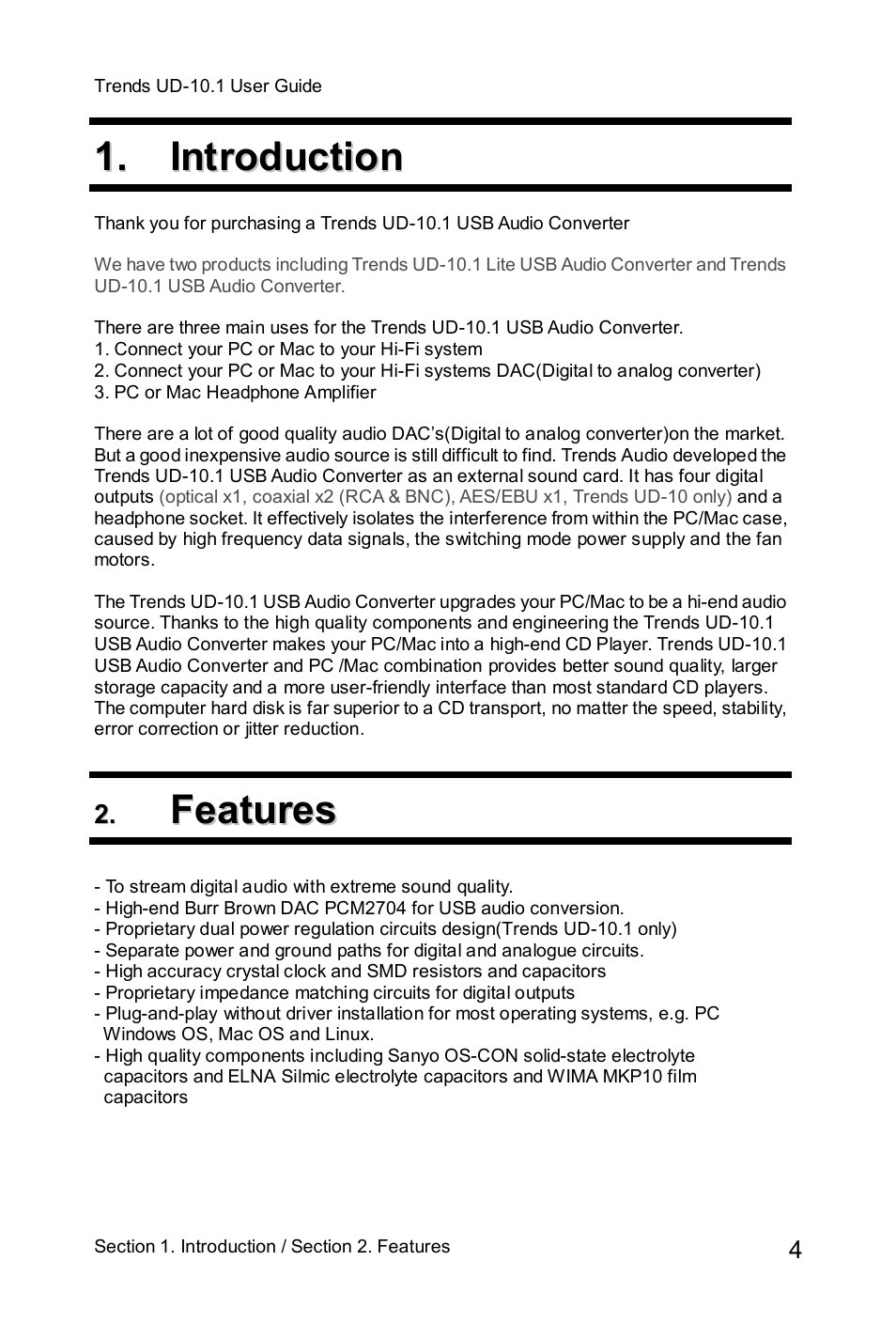 TrendsAudio UD-10.1 USB Audio Converter User Manual | Page 4 / 10