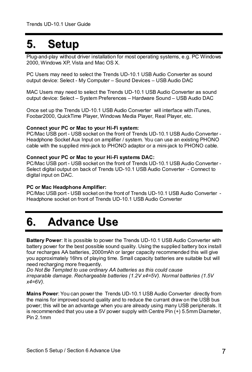 TrendsAudio UD-10.1 USB Audio Converter User Manual | Page 7 / 10