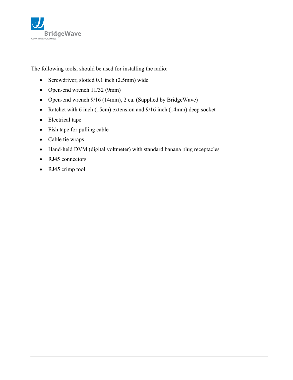 3 installation tools | BridgeWave SLE100 User Manual | Page 14 / 40
