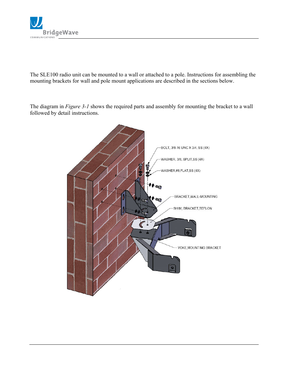 4 radio mount installation | BridgeWave SLE100 User Manual | Page 15 / 40