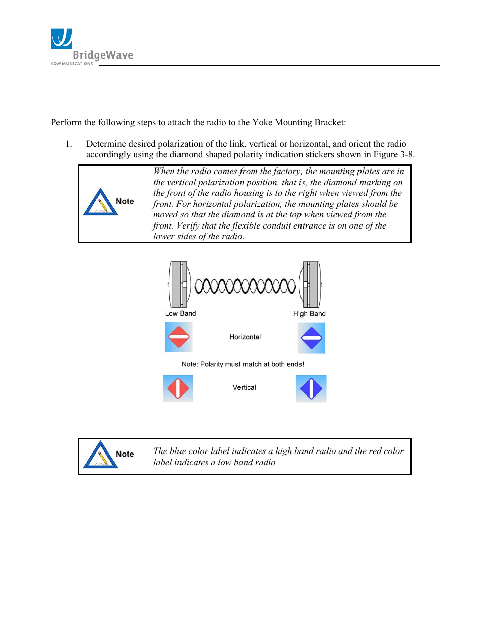 5 radio installation | BridgeWave SLE100 User Manual | Page 21 / 40