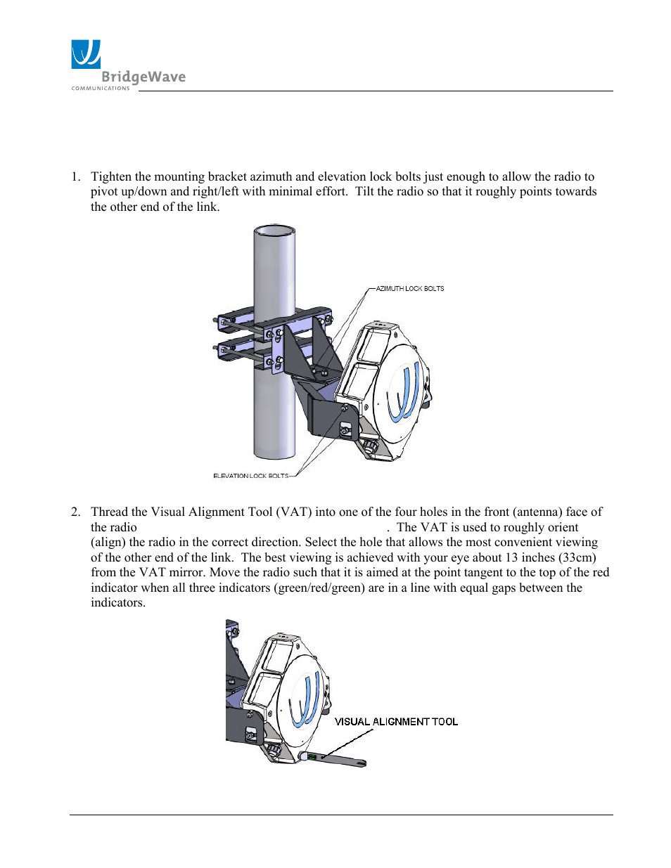 8 antenna alignment | BridgeWave SLE100 User Manual | Page 29 / 40