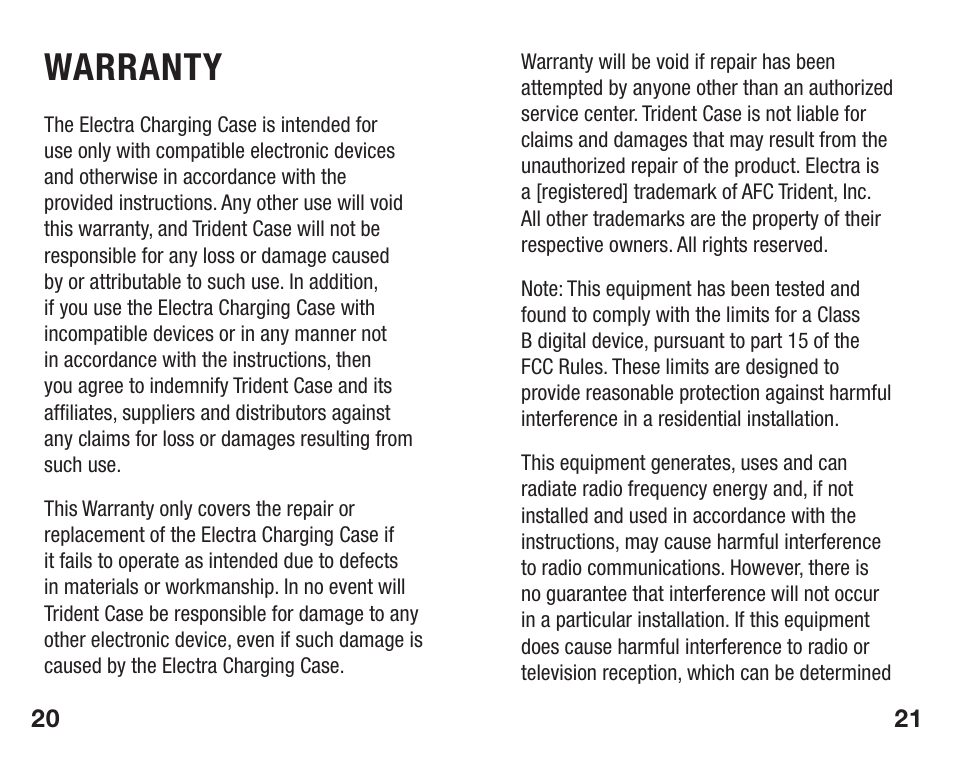 Warranty | Trident Case Samsung Limited Edition Bundle - Electra Case - Case Installation Instructions User Manual | Page 11 / 14