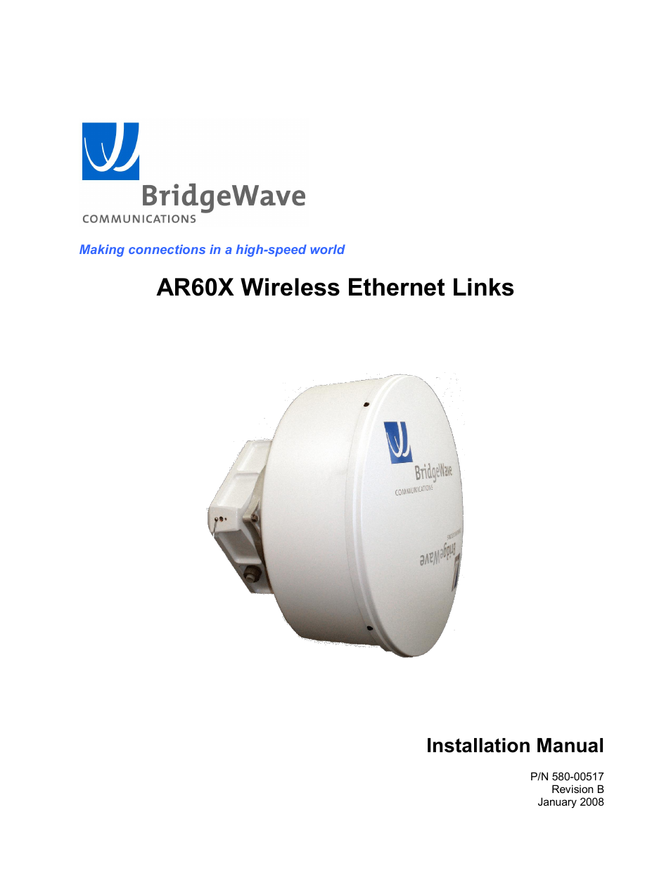BridgeWave AR60X User Manual | 40 pages