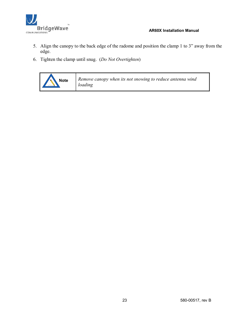 BridgeWave AR60X User Manual | Page 29 / 40