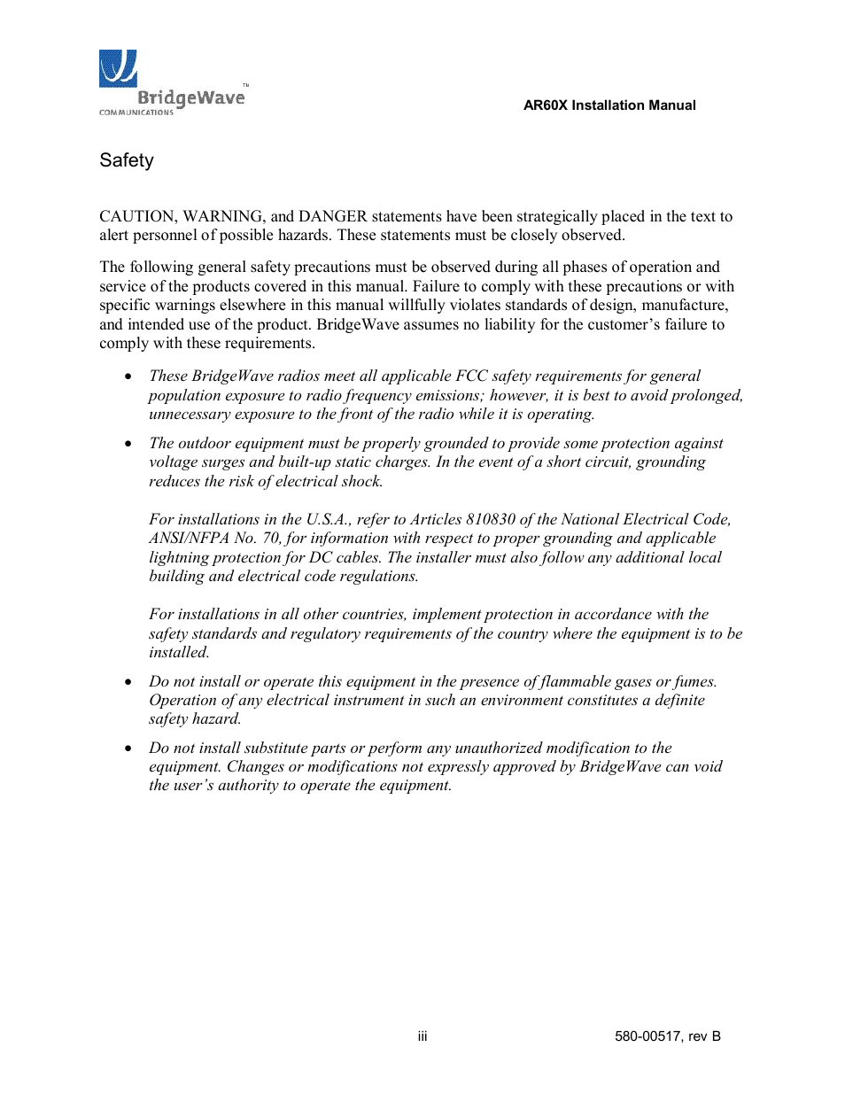 BridgeWave AR60X User Manual | Page 3 / 40