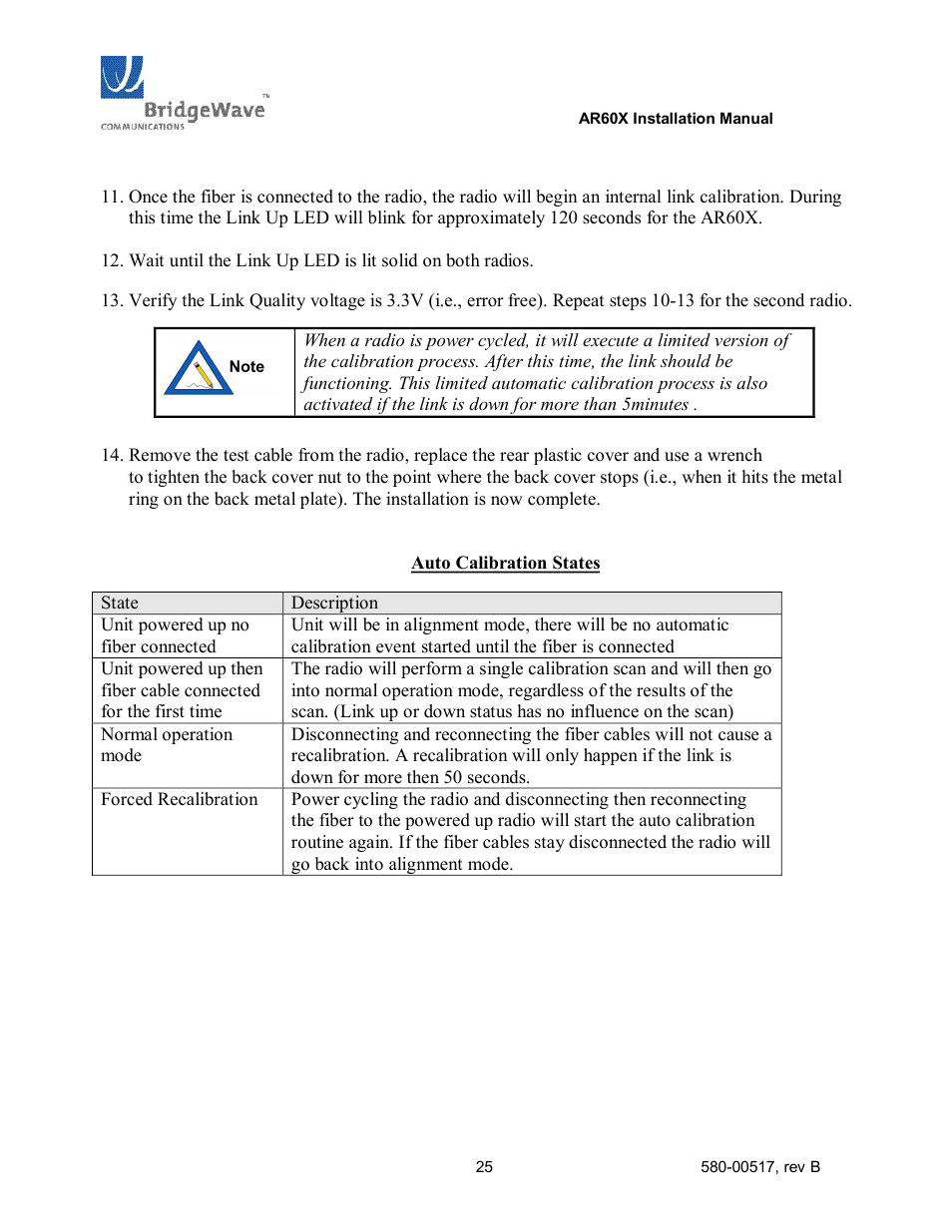 BridgeWave AR60X User Manual | Page 31 / 40