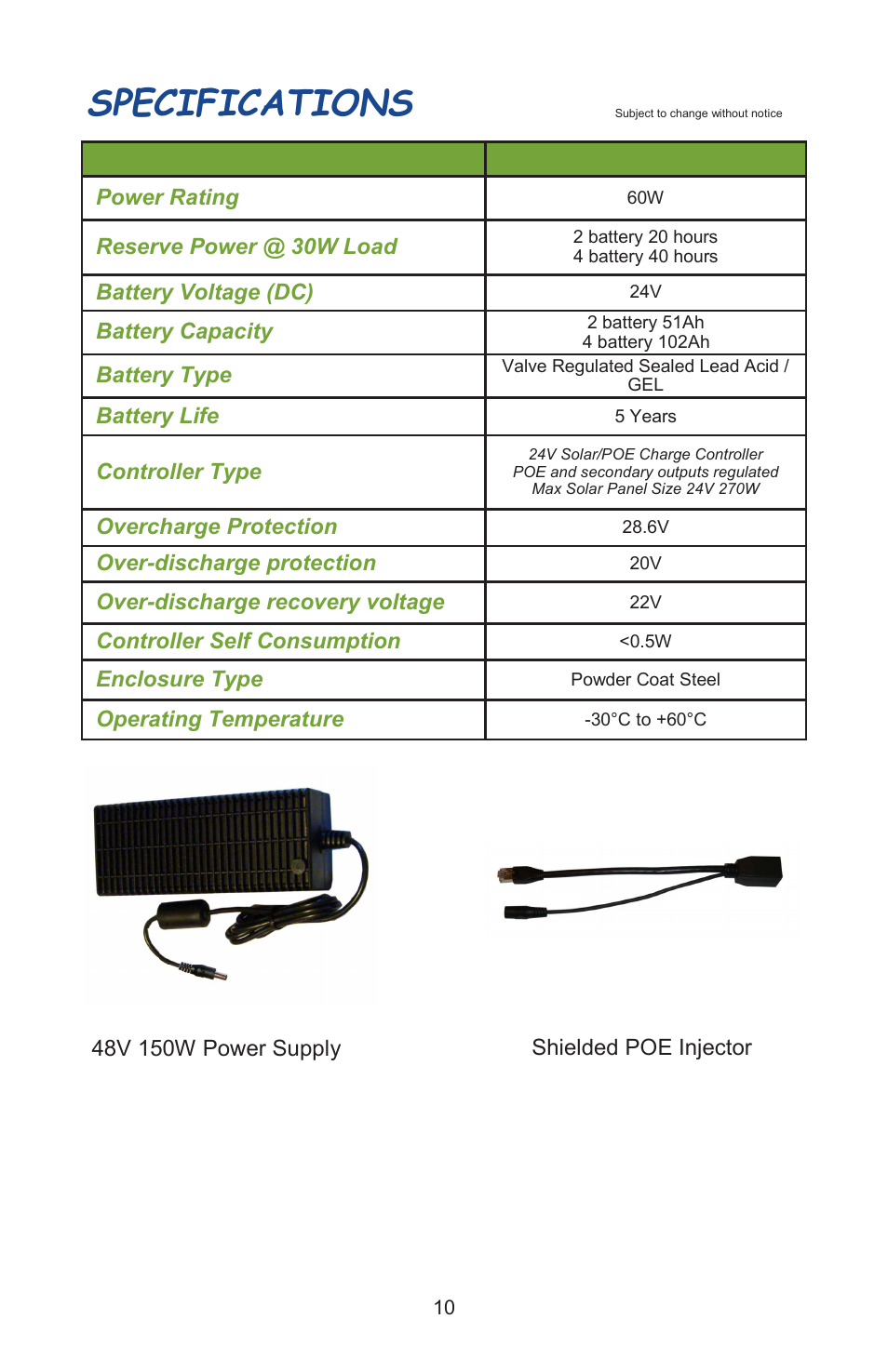 Specifications | Tycon Power UPS-ST2424-50-UBNT User Manual | Page 10 / 12