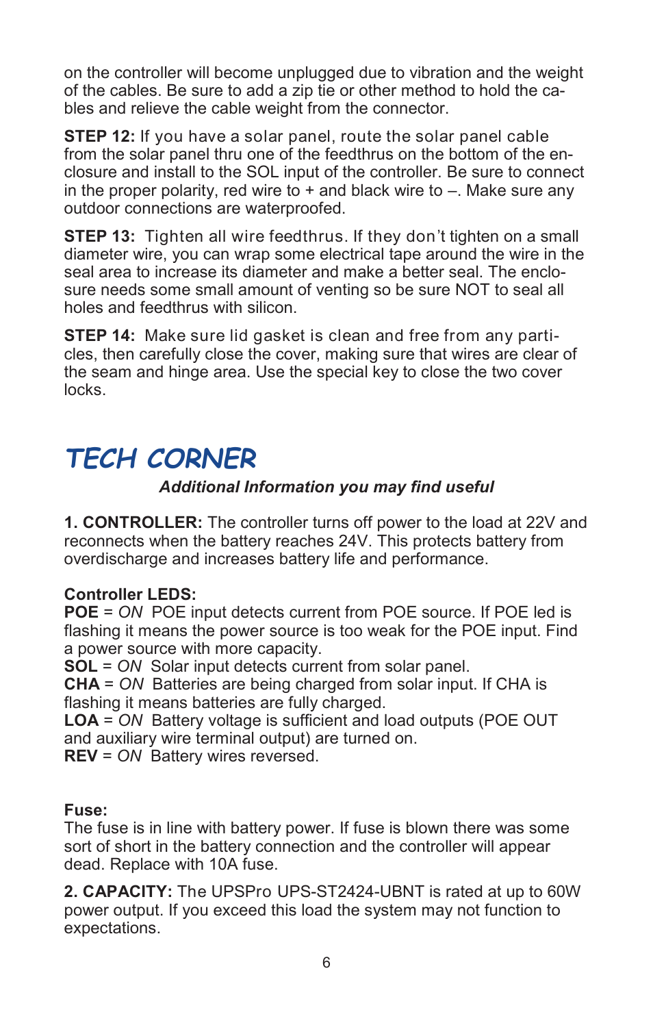 Tech corner | Tycon Power UPS-ST2424-50-UBNT User Manual | Page 6 / 12