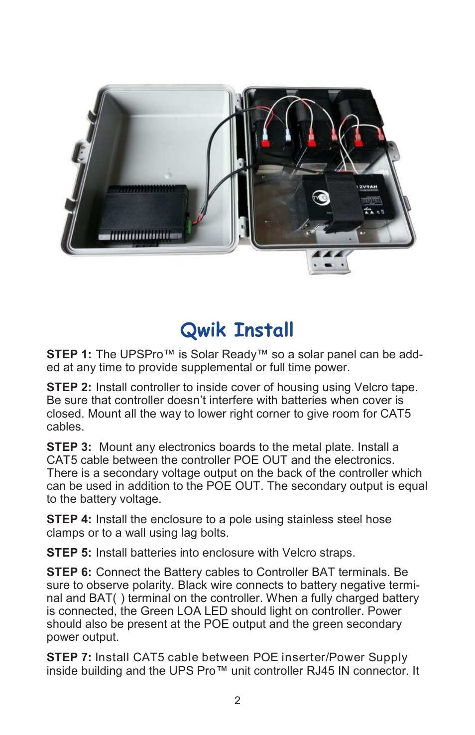 Qwik install | Tycon Power UPS-PL1212-18 User Manual | Page 2 / 8