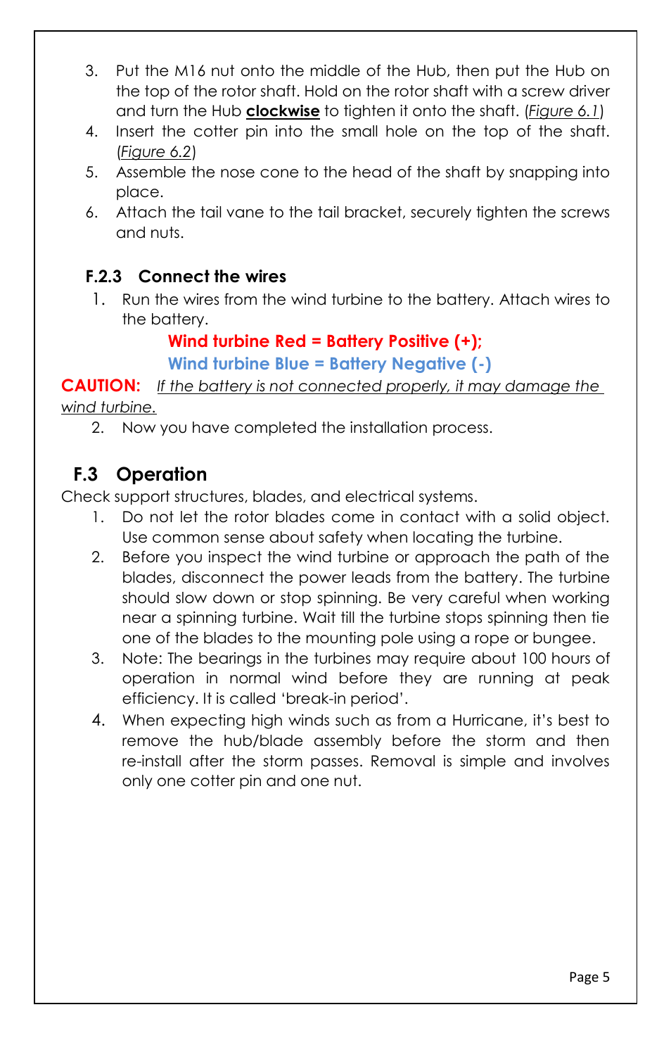 F.3 operation | Tycon Power TPW-400DT 12/24V 400W Turbine User Manual | Page 5 / 8