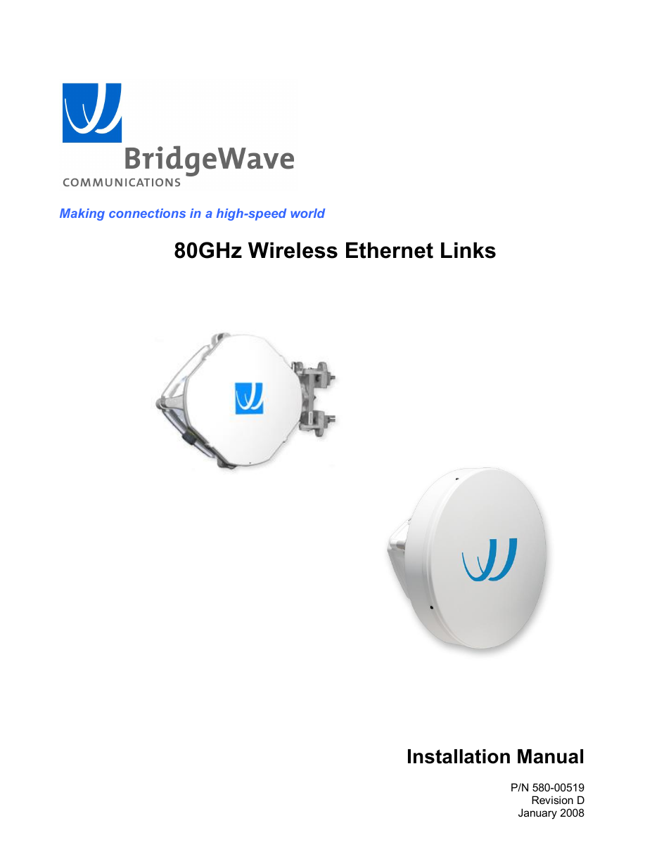 BridgeWave AR80 User Manual | 43 pages