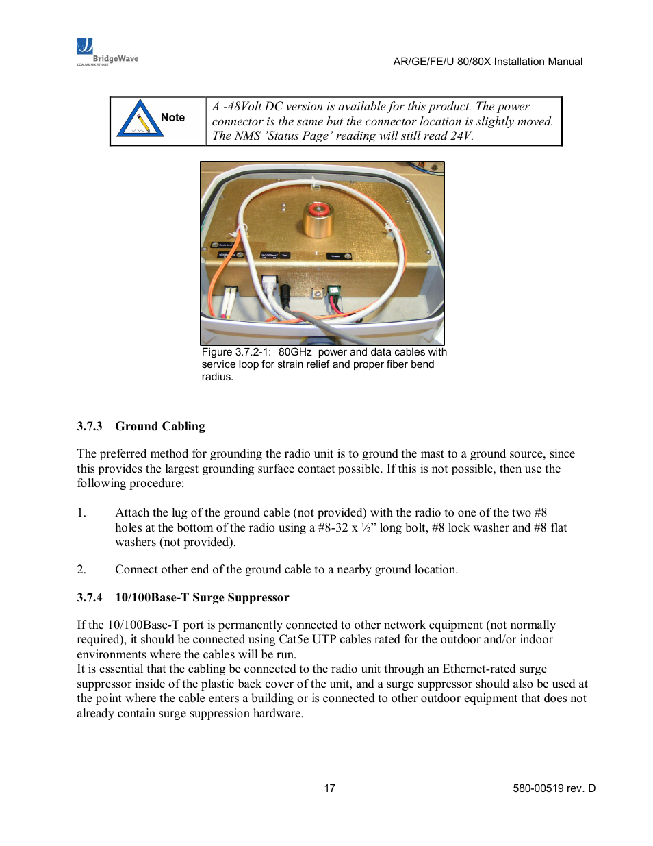 BridgeWave AR80 User Manual | Page 22 / 43