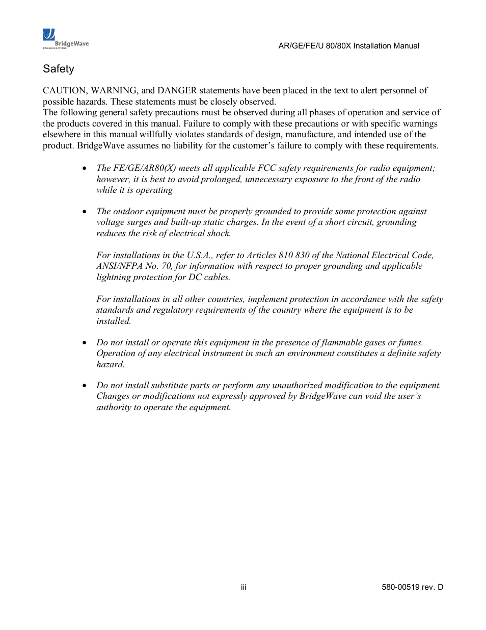 BridgeWave AR80 User Manual | Page 3 / 43