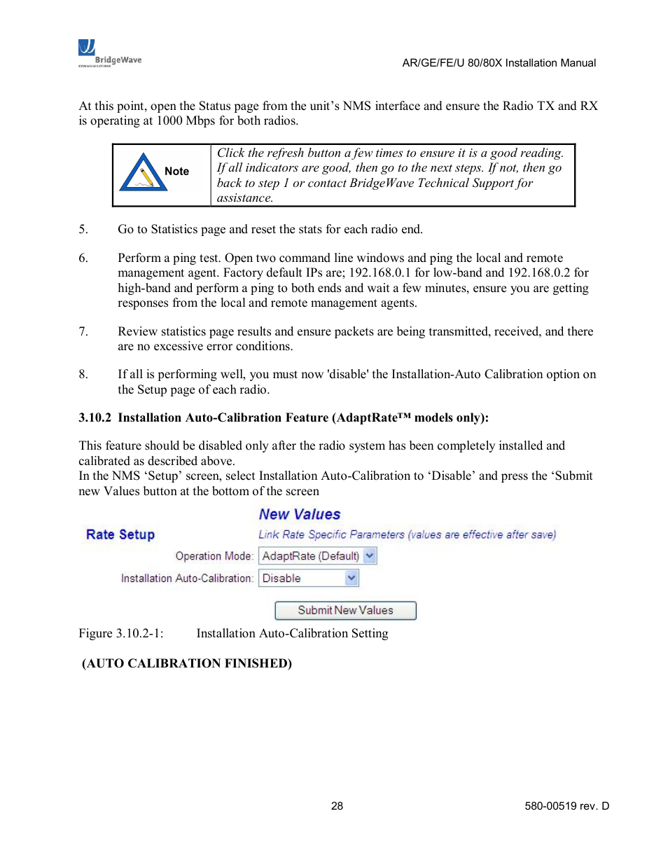 BridgeWave AR80 User Manual | Page 33 / 43