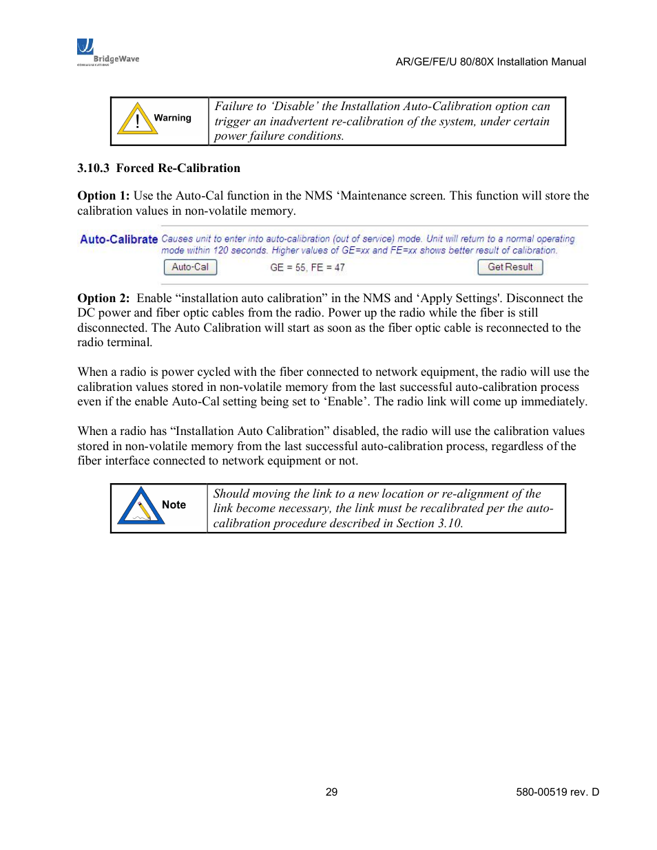 BridgeWave AR80 User Manual | Page 34 / 43