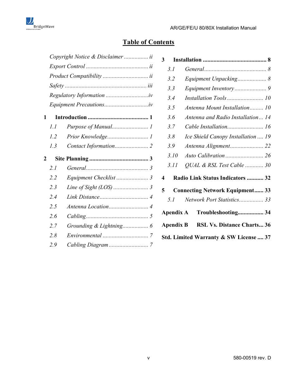 BridgeWave AR80 User Manual | Page 5 / 43