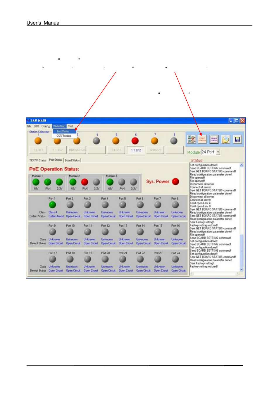 Port status | Tycon Power TP-MS324 User Manual | Page 27 / 31