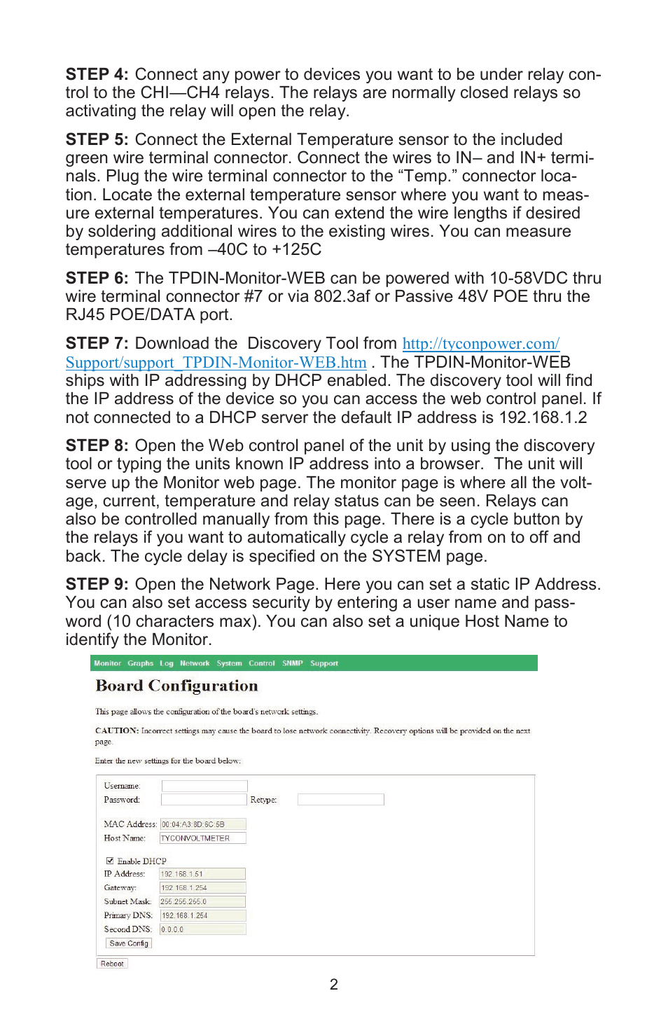 Tycon Power TPDIN-Monitor-WEB User Manual | Page 2 / 8