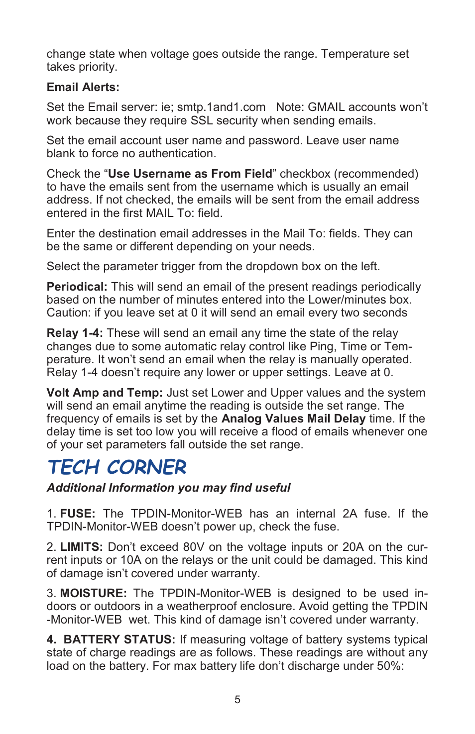 Tech corner | Tycon Power TPDIN-Monitor-WEB User Manual | Page 5 / 8