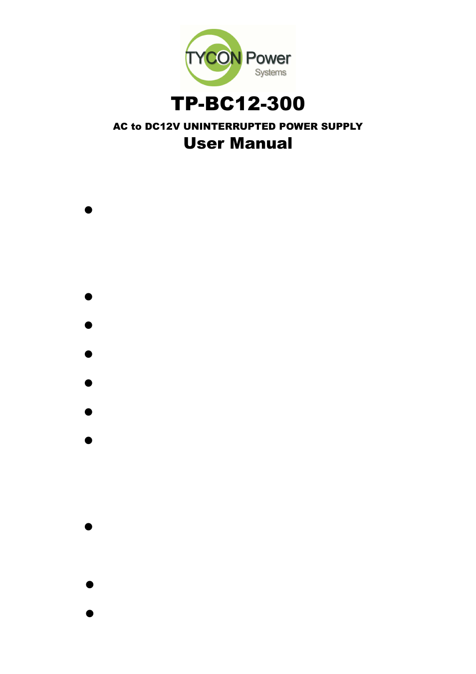 Tycon Power TP-BC12-300 User Manual | 6 pages