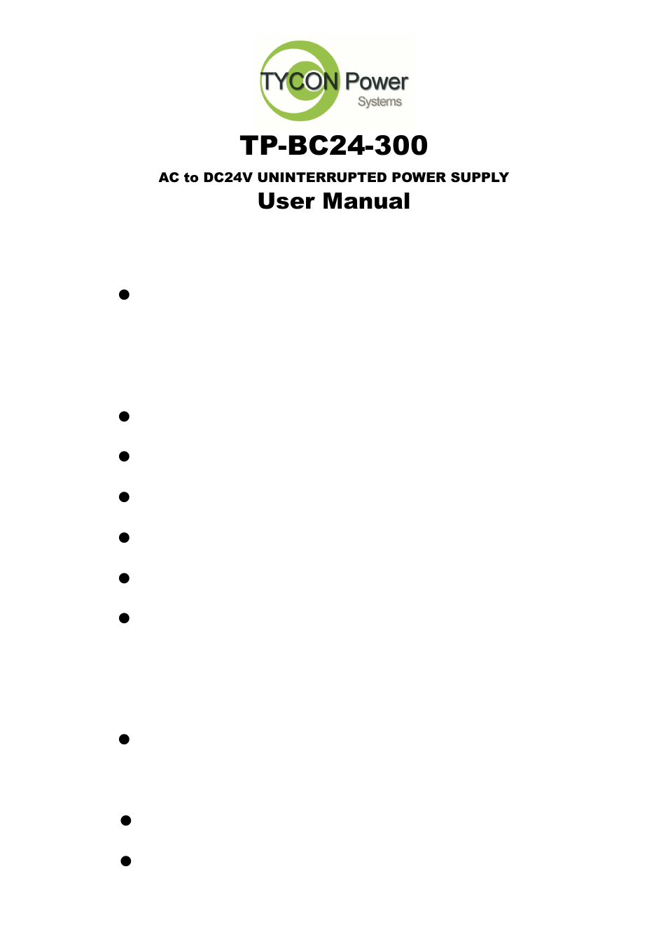 Tycon Power TP-BC24-300 User Manual | 6 pages