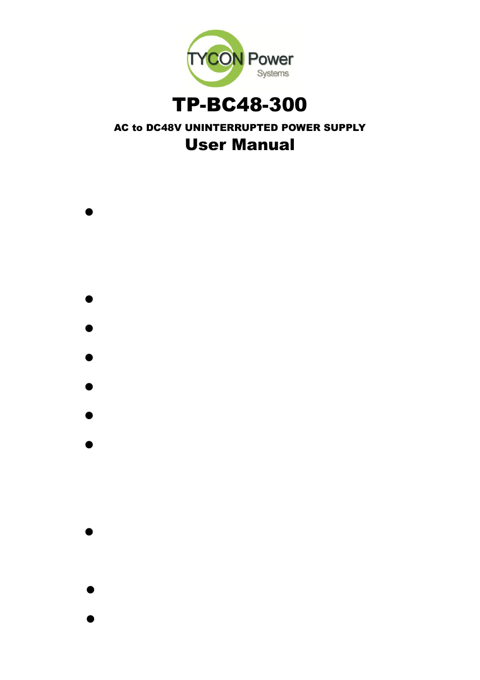 Tycon Power TP-BC48-300 User Manual | 6 pages