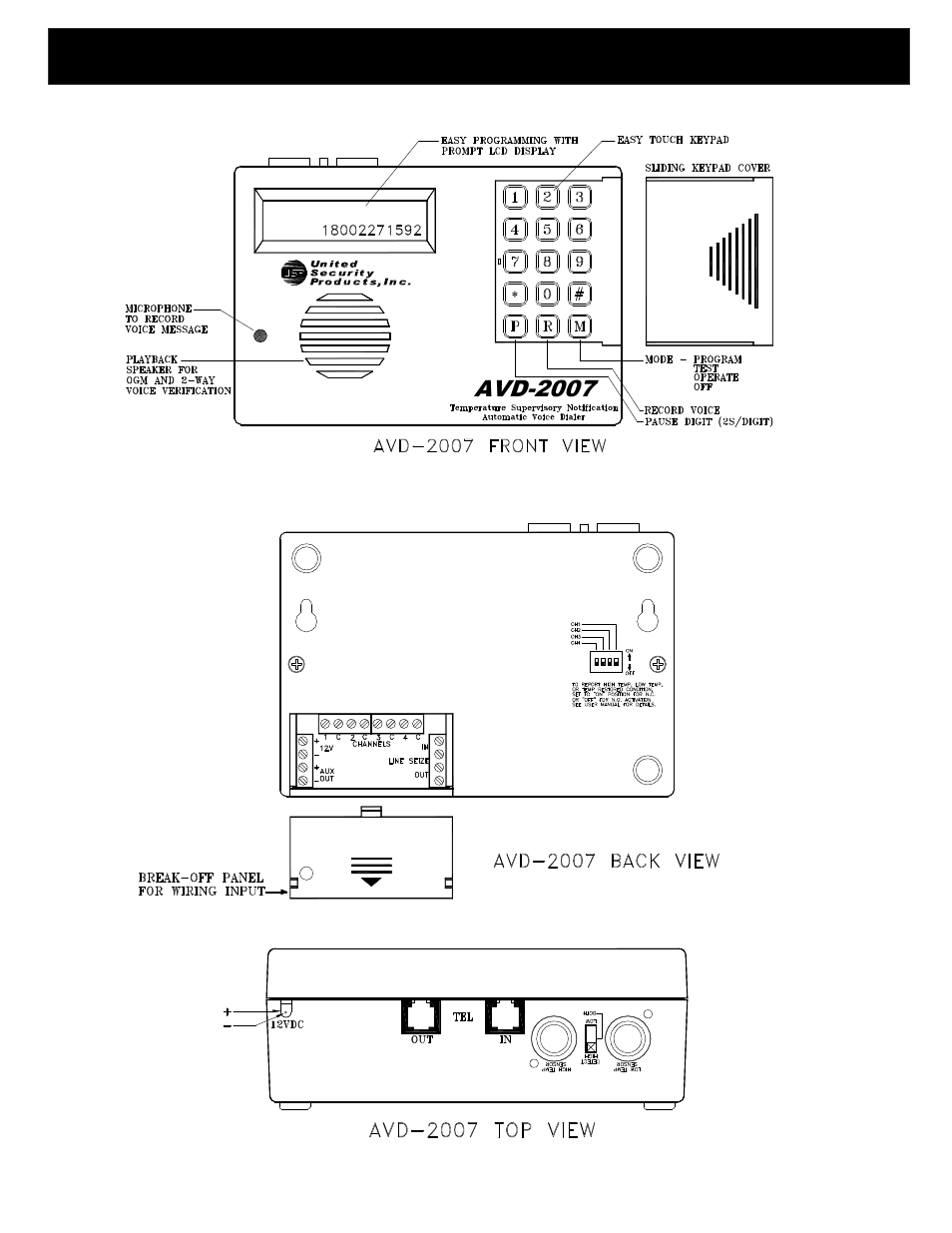 Avd-2007 | United Security AVD-2007 User Manual | Page 4 / 17